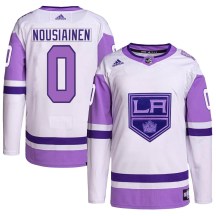 Men's Adidas Los Angeles Kings Kim Nousiainen White/Purple Hockey Fights Cancer Primegreen Jersey - Authentic