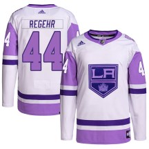 Men's Adidas Los Angeles Kings Robyn Regehr White/Purple Hockey Fights Cancer Primegreen Jersey - Authentic