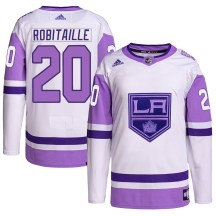 Men's Adidas Los Angeles Kings Luc Robitaille White/Purple Hockey Fights Cancer Primegreen Jersey - Authentic