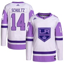 Men's Adidas Los Angeles Kings Dave Schultz White/Purple Hockey Fights Cancer Primegreen Jersey - Authentic