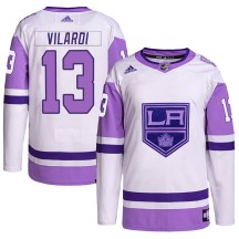 Men's Adidas Los Angeles Kings Gabriel Vilardi White/Purple Hockey Fights Cancer Primegreen Jersey - Authentic