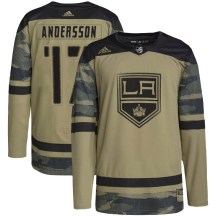 Youth Adidas Los Angeles Kings Lias Andersson Camo Military Appreciation Practice Jersey - Authentic