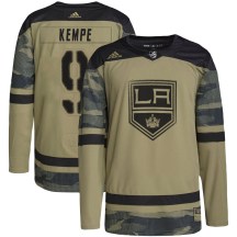Youth Adidas Los Angeles Kings Adrian Kempe Camo Military Appreciation Practice Jersey - Authentic