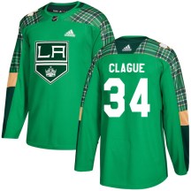 Men's Adidas Los Angeles Kings Kale Clague Green St. Patrick's Day Practice Jersey - Authentic