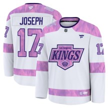 Men's Fanatics Los Angeles Kings Mathieu Joseph White 2024 Hockey Fights Cancer Practice Jersey - Premium Men's Fanatics Los Angeles Kings Mathieu Joseph White 2024 Hockey Fights Cancer Practice Jersey - Premium