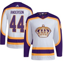 Men's Adidas Los Angeles Kings Mikey Anderson White Reverse Retro 2.0 Jersey - Authentic