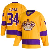 Youth Adidas Los Angeles Kings Kale Clague Gold Classics Jersey - Authentic