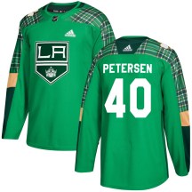 Youth Adidas Los Angeles Kings Cal Petersen Green St. Patrick's Day Practice Jersey - Authentic