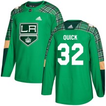 Youth Adidas Los Angeles Kings Jonathan Quick Green St. Patrick's Day Practice Jersey - Authentic