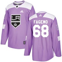 Men's Adidas Los Angeles Kings Samuel Fagemo Purple Fights Cancer Practice Jersey - Authentic