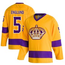 Men's Adidas Los Angeles Kings Andreas Englund Gold Classics Jersey - Authentic