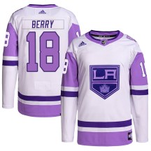 Youth Adidas Los Angeles Kings Bob Berry White/Purple Hockey Fights Cancer Primegreen Jersey - Authentic