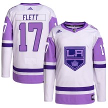 Youth Adidas Los Angeles Kings Bill Flett White/Purple Hockey Fights Cancer Primegreen Jersey - Authentic