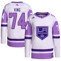 Youth Adidas Los Angeles Kings Dwight King White/Purple Hockey Fights Cancer Primegreen Jersey - Authentic