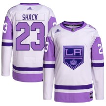 Youth Adidas Los Angeles Kings Eddie Shack White/Purple Hockey Fights Cancer Primegreen Jersey - Authentic