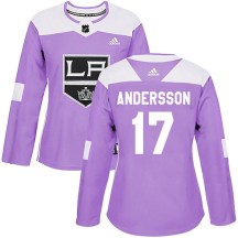 Women's Adidas Los Angeles Kings Lias Andersson Purple Fights Cancer Practice Jersey - Authentic