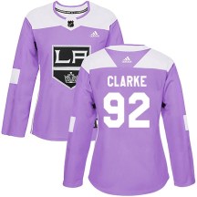 Women's Adidas Los Angeles Kings Brandt Clarke Purple Fights Cancer Practice Jersey - Authentic