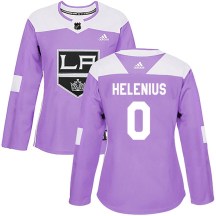 Women's Adidas Los Angeles Kings Samuel Helenius Purple Fights Cancer Practice Jersey - Authentic