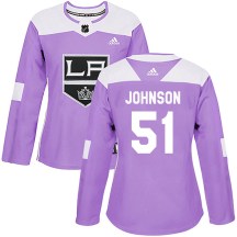 Women's Adidas Los Angeles Kings Adam Johnson Purple Fights Cancer Practice Jersey - Authentic
