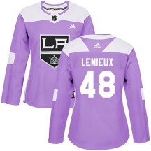 Women's Adidas Los Angeles Kings Brendan Lemieux Purple Fights Cancer Practice Jersey - Authentic
