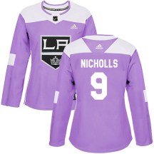 Women's Adidas Los Angeles Kings Bernie Nicholls Purple Fights Cancer Practice Jersey - Authentic