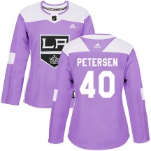 Women's Adidas Los Angeles Kings Cal Petersen Purple Fights Cancer Practice Jersey - Authentic