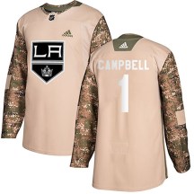 Youth Adidas Los Angeles Kings Jack Campbell Camo Veterans Day Practice Jersey - Authentic