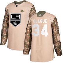 Youth Adidas Los Angeles Kings Kale Clague Camo Veterans Day Practice Jersey - Authentic