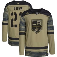 Men's Adidas Los Angeles Kings Dustin Brown Brown Camo Military Appreciation Practice Jersey - Authentic