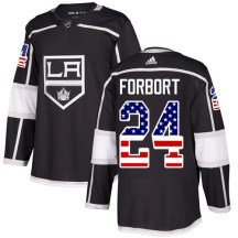 Youth Adidas Los Angeles Kings Derek Forbort Black USA Flag Fashion Jersey - Authentic
