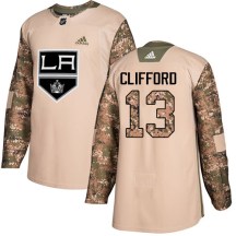Men's Adidas Los Angeles Kings Kyle Clifford Camo Veterans Day Practice Jersey - Authentic