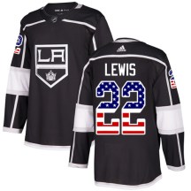 Men's Adidas Los Angeles Kings Trevor Lewis Black USA Flag Fashion Jersey - Authentic