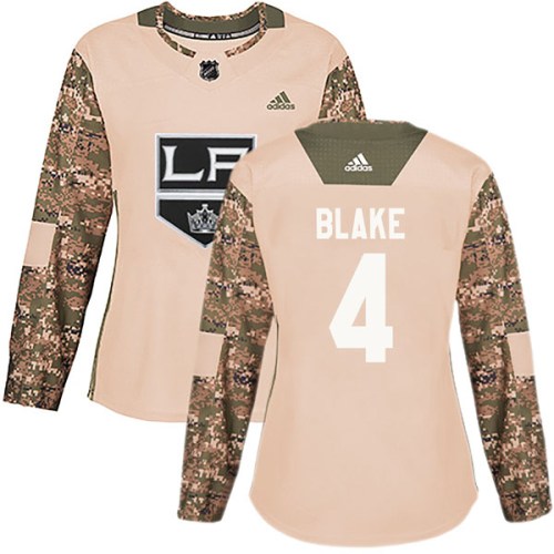 Women's Adidas Los Angeles Kings Rob Blake Camo Veterans Day Practice Jersey - Authentic