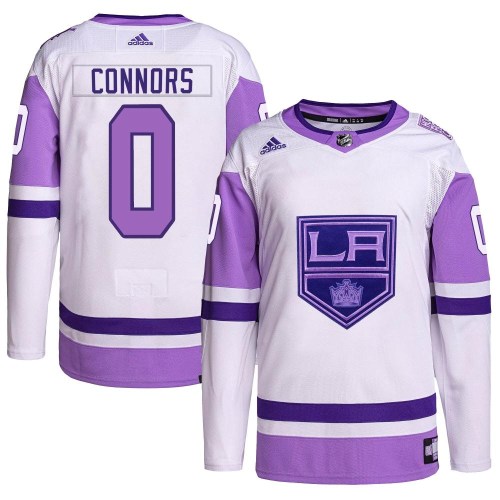 Men's Adidas Los Angeles Kings Kenny Connors White/Purple Hockey Fights Cancer Primegreen Jersey - Authentic