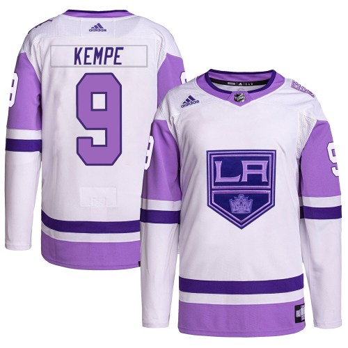 Men's Adidas Los Angeles Kings Adrian Kempe White/Purple Hockey Fights Cancer Primegreen Jersey - Authentic