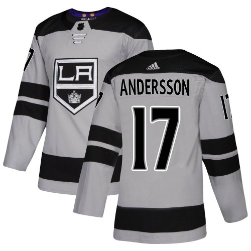 Men's Adidas Los Angeles Kings Lias Andersson Gray Alternate Jersey - Authentic