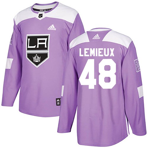 Men's Adidas Los Angeles Kings Brendan Lemieux Purple Fights Cancer Practice Jersey - Authentic