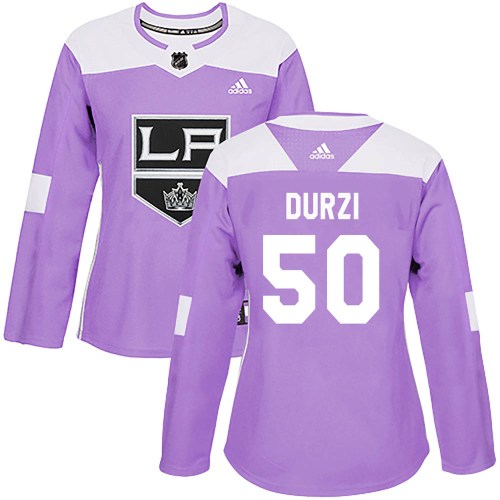 Women's Adidas Los Angeles Kings Sean Durzi Purple Fights Cancer Practice Jersey - Authentic