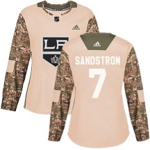 Women's Adidas Los Angeles Kings Tomas Sandstrom Camo Veterans Day Practice Jersey - Authentic