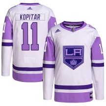 Men's Adidas Los Angeles Kings Anze Kopitar White/Purple Hockey Fights Cancer Primegreen Jersey - Authentic