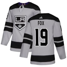 Men's Adidas Los Angeles Kings Jim Fox Gray Alternate Jersey - Authentic