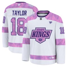 Youth Fanatics Los Angeles Kings Dave Taylor White 2024 Hockey Fights Cancer Practice Jersey - Premium